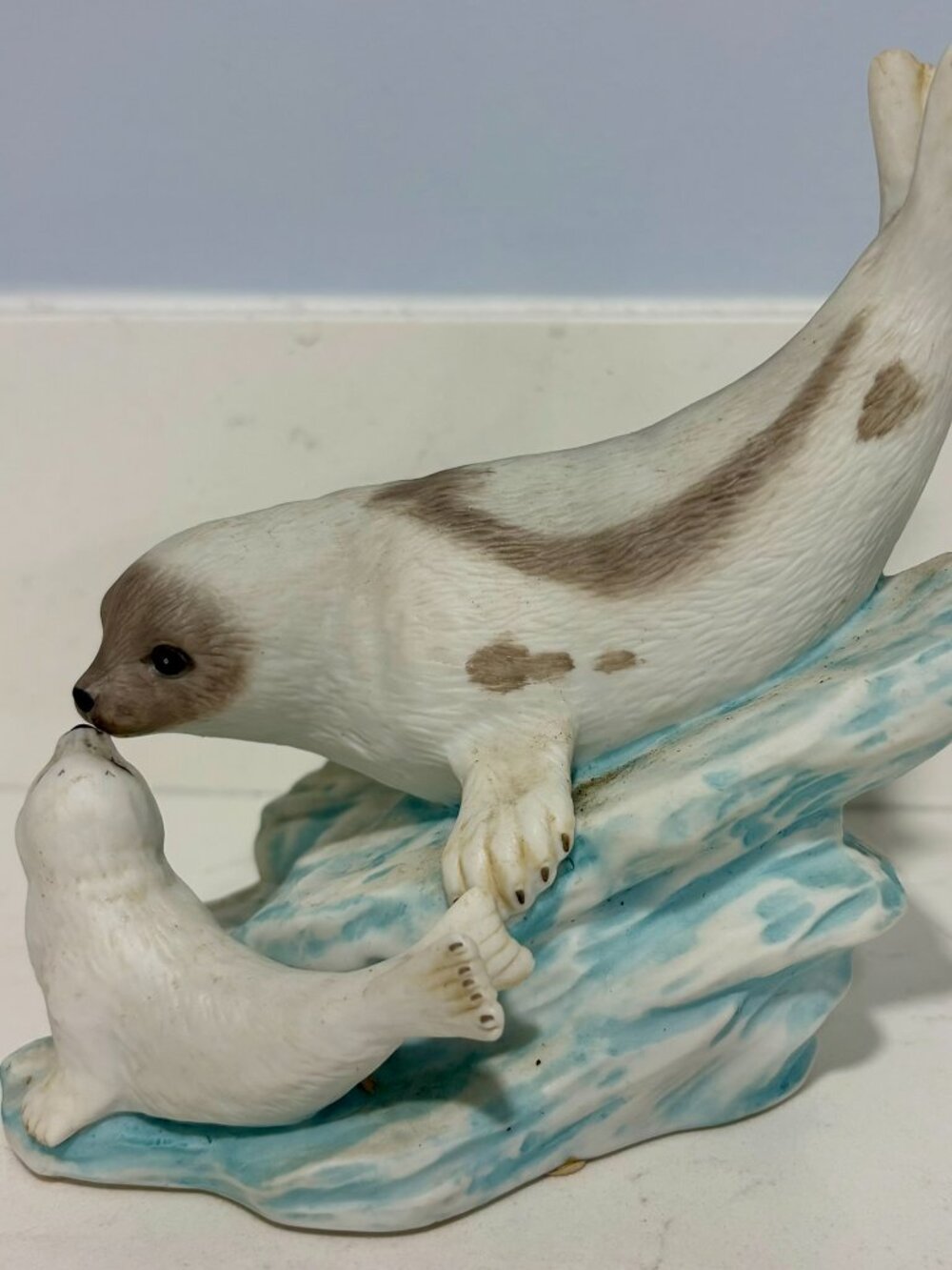 Vintage 1998 Homco Masterpeice Porcelain Harp Seals Figurine 1127 Mizuno Signed